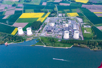 Photographie aérienne de Centrale nucléaire à le quartier Wattenheim in Biblis dans le département Hesse, Allemagne
