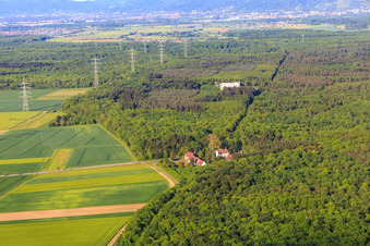 Vue aérienne de Maison forestière de Jägersburg à Einhausen dans le département Hesse, Allemagne