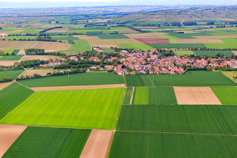 Vue aérienne de Vue de la ville depuis le sud à Undenheim dans le département Rhénanie-Palatinat, Allemagne