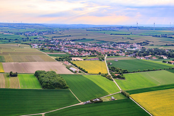 Vue aérienne de Vue de la ville depuis l'est à Bechtolsheim dans le département Rhénanie-Palatinat, Allemagne