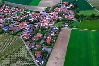 Vue aérienne de Dans les rangées de pierres à Frettenheim dans le département Rhénanie-Palatinat, Allemagne