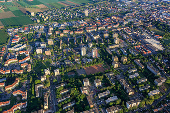 Photographie aérienne de Zones résidentielles des deux côtés de Mahlastr à Frankenthal dans le département Rhénanie-Palatinat, Allemagne
