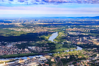 Vue aérienne de Mainknie à le quartier Hanau-Altstadt in Hanau dans le département Hesse, Allemagne
