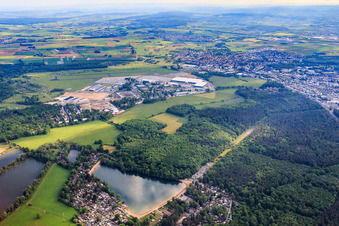 Vue aérienne de Parc d'activités de Fliegerhorst avec bergler industrieservices GmbH et DHL Freight Erlensee à le quartier Rückingen in Erlensee dans le département Hesse, Allemagne