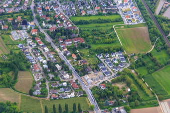 Vue aérienne de Nouvelle zone de développement de Pirolweg à le quartier Auerbach in Bensheim dans le département Hesse, Allemagne