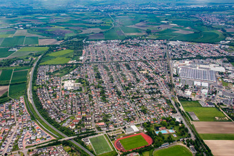 Vue aérienne de Contournement B47 à Bürstadt dans le département Hesse, Allemagne