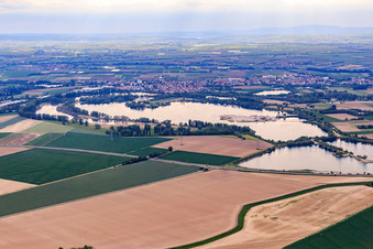 Vue aérienne de Silver Lake le soir à le quartier Roxheim in Bobenheim-Roxheim dans le département Rhénanie-Palatinat, Allemagne