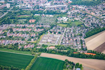 Vue aérienne de Établissement correctionnel à Frankenthal dans le département Rhénanie-Palatinat, Allemagne