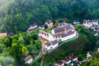 Vue aérienne de Parc du château du château Schönberg à le quartier Schönberg in Bensheim dans le département Hesse, Allemagne