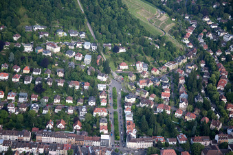 Vue aérienne de Téléphérique de Turmberg à le quartier Durlach in Karlsruhe dans le département Bade-Wurtemberg, Allemagne