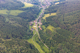 Vue aérienne de Langenthal à le quartier Brombach in Eberbach dans le département Bade-Wurtemberg, Allemagne