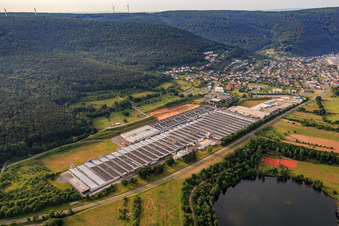 Vue aérienne de Rauch Furniture Works GmbH à Freudenberg dans le département Bade-Wurtemberg, Allemagne