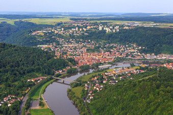 Photographie aérienne de Vue de la ville sur le Main depuis l'est à Wertheim dans le département Bade-Wurtemberg, Allemagne
