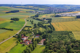 Vue aérienne de HOLZMÜHLE : BBQ + Biergarten à Remlingen dans le département Bavière, Allemagne