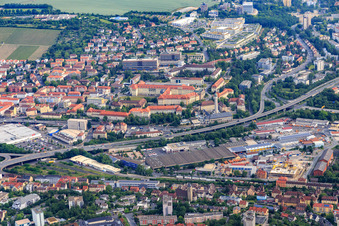 Vue aérienne de Hôpital universitaire Würzburg (UKW) à le quartier Grombühl in Würzburg dans le département Bavière, Allemagne