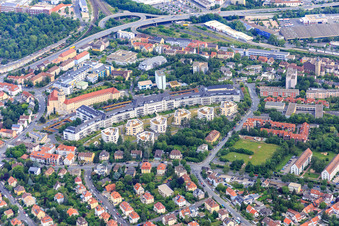 Vue aérienne de Parc du Mönchberg, Salvatorstrasse à le quartier Frauenland in Würzburg dans le département Bavière, Allemagne