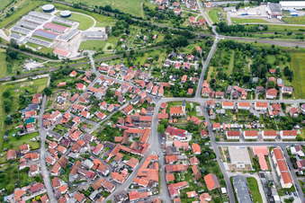 Vue aérienne de Village - Vue à le quartier Obermaßfeld in Obermaßfeld-Grimmenthal dans le département Thuringe, Allemagne