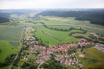 Vue aérienne de Champs agricoles et terres agricoles à Einhausen dans le département Thuringe, Allemagne