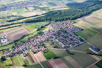 Vue aérienne de Champs agricoles et terres agricoles à Freisbach dans le département Rhénanie-Palatinat, Allemagne