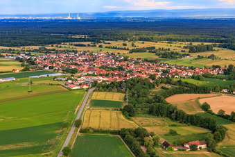 Vue aérienne de Vue du village depuis le nord-ouest à Minfeld dans le département Rhénanie-Palatinat, Allemagne