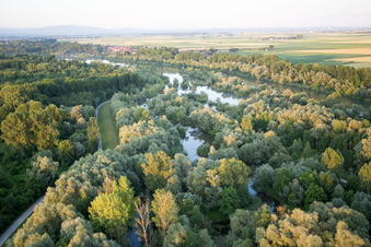 Vue aérienne de Prairies de l'Isar à Oberpöring dans le département Bavière, Allemagne