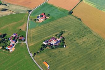 Vue aérienne de Hamelhof avec Klingshirn Building Services et Metal Construction GmbH à le quartier Pramersbuch in Mengkofen dans le département Bavière, Allemagne
