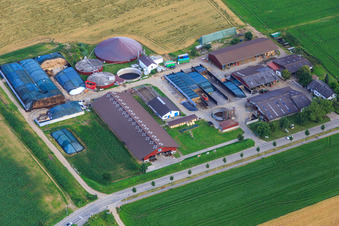 Vue aérienne de Hof Großhans GbR, station-service de lait, Iris & Günter Großhans à le quartier Lützelsachsen in Weinheim dans le département Bade-Wurtemberg, Allemagne