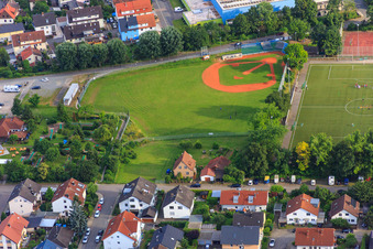 Vue aérienne de Terrain de baseball du Schriesheim BC Raubritter eV à Schriesheim dans le département Bade-Wurtemberg, Allemagne