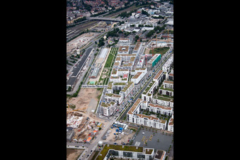Vue oblique de Quartier Bahnstadt in Heidelberg dans le département Bade-Wurtemberg, Allemagne