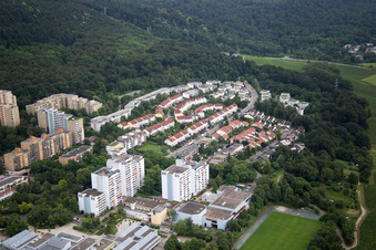 Vue oblique de HD-Emmertsgrund à le quartier Emmertsgrund in Heidelberg dans le département Bade-Wurtemberg, Allemagne