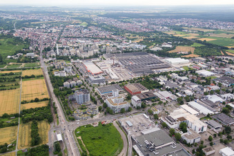 Vue aérienne de Installations techniques dans la zone industrielle Eternit Werk dans le district Leimen à Heidelberg à Leimen dans le département Bade-Wurtemberg, Allemagne