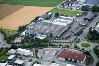 Vue aérienne de Locaux de l'usine de la brasserie Weldebräu GmbH&Co.KG à Plankstadt dans le département Bade-Wurtemberg, Allemagne