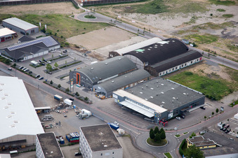 Vue aérienne de ALDI, Görtz, DM à Brühl dans le département Bade-Wurtemberg, Allemagne