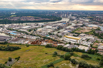 Vue aérienne de Port du Rhin à le quartier Rheinau in Mannheim dans le département Bade-Wurtemberg, Allemagne