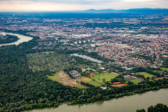 Vue aérienne de Neckarau à le quartier Niederfeld in Mannheim dans le département Bade-Wurtemberg, Allemagne