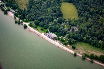 Vue aérienne de Plage du Rhin à le quartier Niederfeld in Mannheim dans le département Bade-Wurtemberg, Allemagne