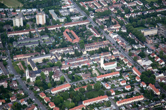 Vue aérienne de Quartier Gartenstadt in Ludwigshafen am Rhein dans le département Rhénanie-Palatinat, Allemagne