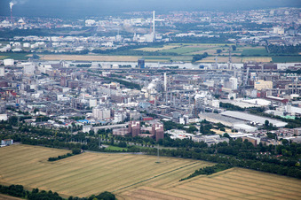 Quartier BASF in Ludwigshafen am Rhein dans le département Rhénanie-Palatinat, Allemagne depuis l'avion