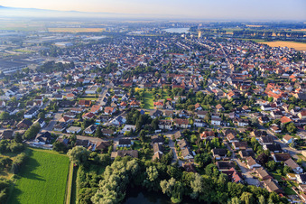 Vue aérienne de Langwattstr à Biebesheim am Rhein dans le département Hesse, Allemagne