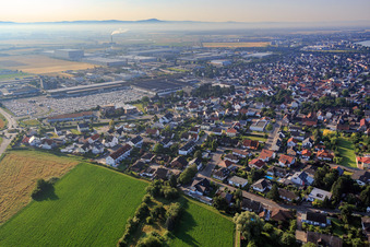 Vue aérienne de Stockstädter Straße, devant le à Biebesheim am Rhein dans le département Hesse, Allemagne