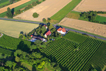 Vue aérienne de Ferme fruitière sur la Zwingenberger Straße à le quartier Alsbach in Alsbach-Hähnlein dans le département Hesse, Allemagne
