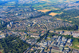 Vue aérienne de Ouest avec Kurt-Schumacher-Straße depuis le nord à Speyer dans le département Rhénanie-Palatinat, Allemagne