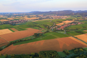Vue aérienne de Vue du village depuis le nord-est à Niederhorbach dans le département Rhénanie-Palatinat, Allemagne