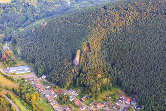 Photographie aérienne de Escalade du rocher Friedrichsfelsen le matin depuis l'est à Lug dans le département Rhénanie-Palatinat, Allemagne