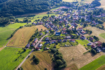 Photographie aérienne de Champs agricoles et terres agricoles à le quartier Reitscheid in Freisen dans le département Sarre, Allemagne