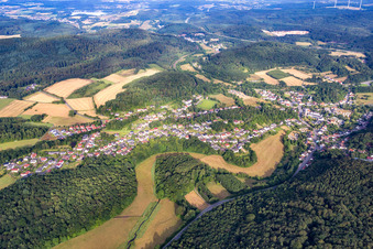 Vue aérienne de Champs agricoles et terres agricoles à Nohfelden dans le département Sarre, Allemagne