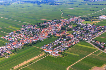 Vue aérienne de Vue d'ensemble de la ville depuis le nord-est à Friedelsheim dans le département Rhénanie-Palatinat, Allemagne