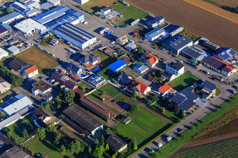 Vue aérienne de Zone industrielle Industriestraße avec Lauinger Spedition et BNA Association fédérale pour la protection professionnelle de la nature et des espèces eV à Hambrücken dans le département Bade-Wurtemberg, Allemagne