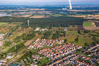 Vue aérienne de Montessorisstr à le quartier Wiesental in Waghäusel dans le département Bade-Wurtemberg, Allemagne