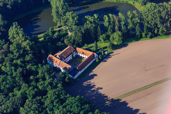 Vue aérienne de Moulin à vent Lustadt à le quartier Niederlustadt in Lustadt dans le département Rhénanie-Palatinat, Allemagne